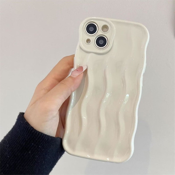 Wave-fodral för iPhone 16 Pro Max, Söt 3D Vattenvågsmönster Lockigt Vågramsfodral för Kvinnor Flickor Elektropläterad Stötfångare