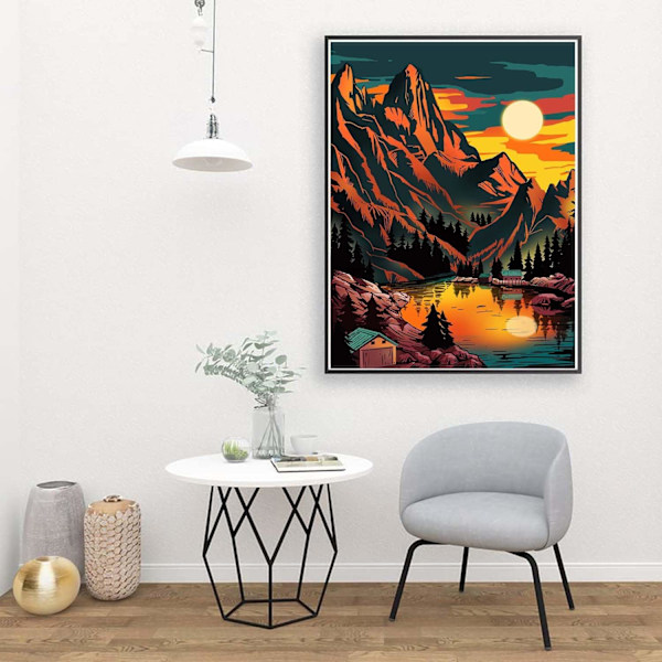 1 kpl Maisema Timanttimaalauspakkauksia Aikuisten, 5D Värikäs Auringonlasku Maisema Timanttitaide, DIY Pyöreä Täysporaus Timantit