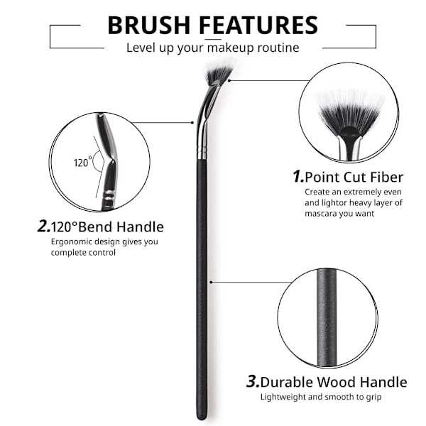 2 st Mascara Fan Brush, Ögonfransborste för Naturligt Lyftande Effekt och Förbättra Nedre Fransar, Syntetisk Fiber Smidig Applicering Inga Kladdar Klumpar