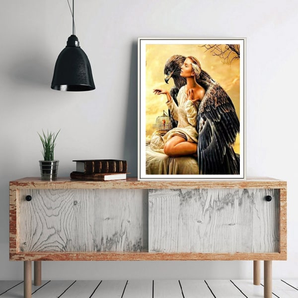 30x40cm DIY 5D Diamantmaleri Kit, Ørnen og Skønheden Diamon