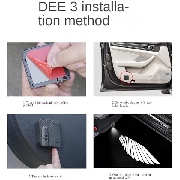 2 kpl Auton LED Enkelinsiipi Auton Oven Valo Logo Projektori Automerkin Logo Auton Oven Valo LED Aavevarjo Valoprojektori Ei Tarvetta Rei'itykselle Asennus