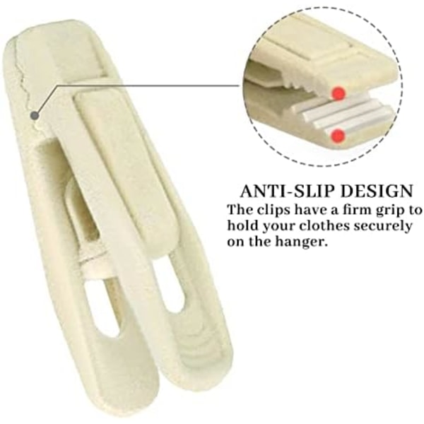 71mmx22mmx22mm Pakke med 20 Sklisikre Fløyelsbelagte Klesklyper for Tynne Fløyelshengere Dresser Bukser Skjørt (Beige)