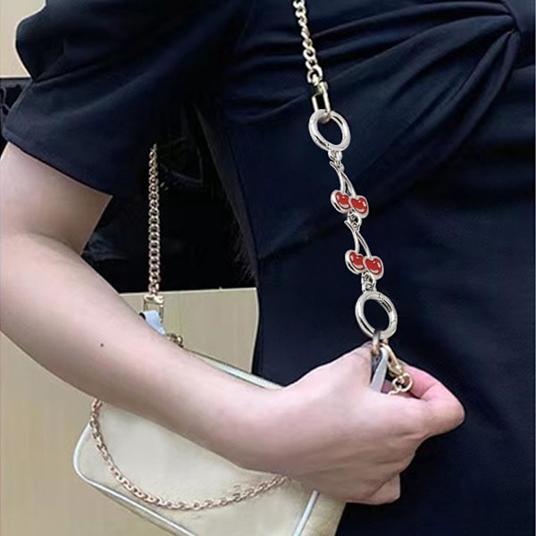 2 STK Cherry Link Taske Rem Forlænger, 13,2 cm Taske Kæde Håndtaske Rem Vedhæng Charms Dame Taske Clutch Rem Forlænger Legering Drejelige Låse