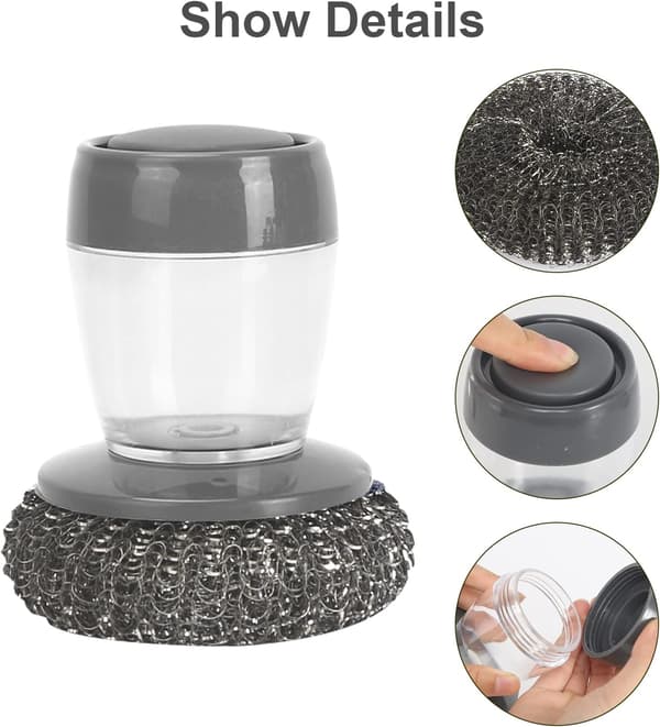 （10*9cm）2-pack rengöringsborste med diskmedelsflaska