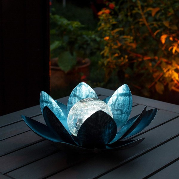 （Hopea/Sininen），Lotus Solar Lamp, Ø 27cm, Korkeus 12 cm, metalli,