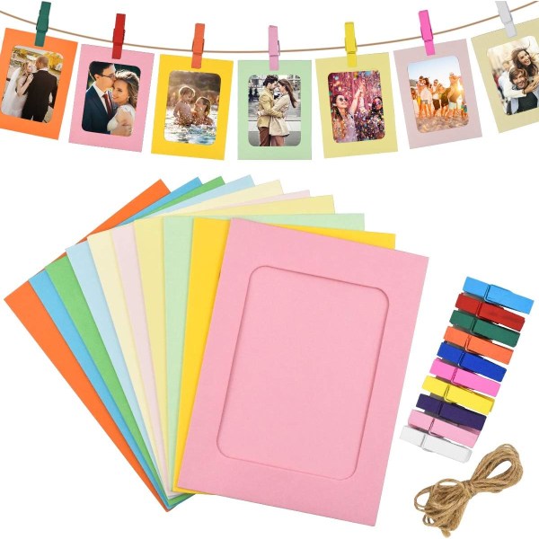 30 stykker papirfotorammer（farge）, fargerikt pappfoto