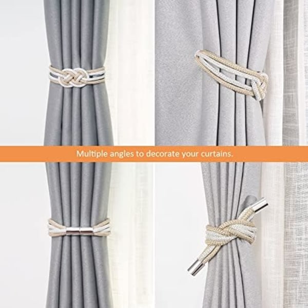 2-pack Stark Magnetiska Gardinband Uppgradering Nordisk Enkel Stil Draperi Band Dubbel Färg Vävd Rep Knyta Dekoration