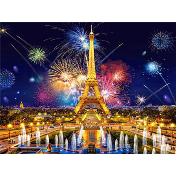30x40 cm 5D DIY Full Diamond Painting, En livlig stad