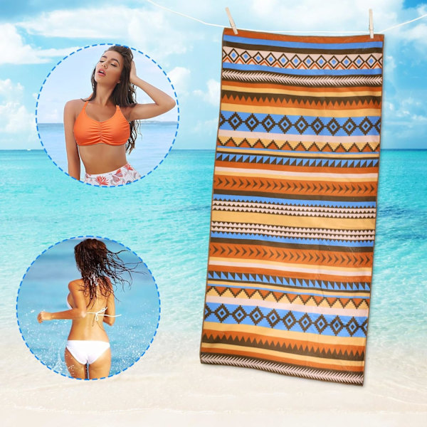 Sandfri mikrofiber strandhåndkle, 150 x 75 cm stort hurtig tørkende strandhåndkle