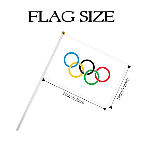 20 kappaletta olympialaisten lippuja puutikulla olympiarenkaat pienet minikädessä pidettävät lippukoristeet