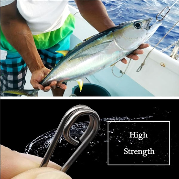 L 50st Vridbara Rostfria Fiskesnaps Sötvatten Höghållfast Snaps Lekande Saltvatten Snabbt Byte Fiskeklämmor Stål Svart Nickel Power 78lbs-153lbs