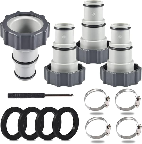 Sæt med 4 poolslangeadaptere, poolslangeadapter, fitting til poolslanger Ø 32 og 38 mm
