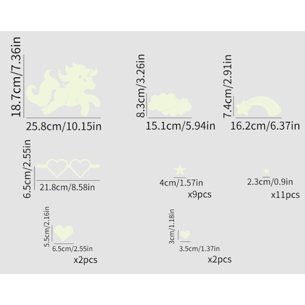 Enhörning Glow-in-the-dark Stjärnor Tak Måne och Lysande Stjärnor St