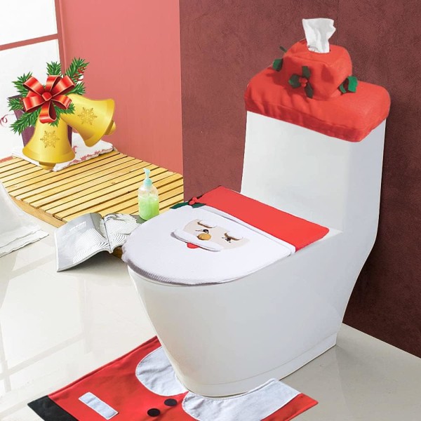 Joulupukin wc-istuimen kansisetti, 3 kappaletta joulu wc-istuimen kansi