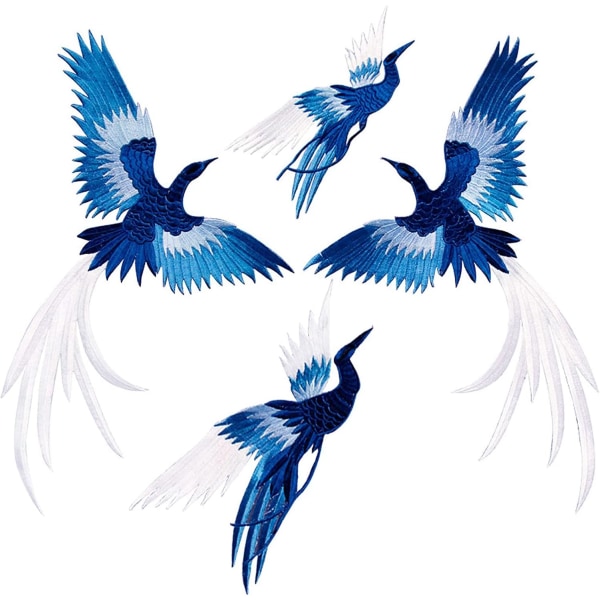Set av 4 klistermärken för stryk på kläder med Phoenix Bird Chine