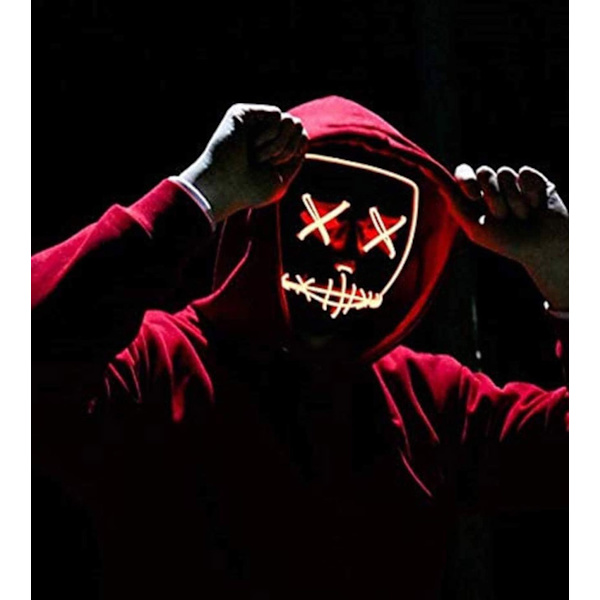 Halloween Karneval Rensemaske LED Lysende Horror Maske Voksen