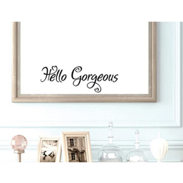 2 kpl Hello Gorgeous -tarra, kylpyhuoneen peilin seinätaide M