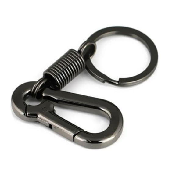 Retro Stil Simpel Stærk Karabinhage Form Nøglering Nøgle Ring Nøglering Nøgleholder Sort 10 stk