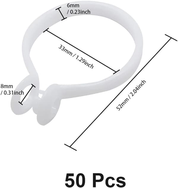 50 Stycken Duschdraperiringar, Öppna Draperiringar, Innerdiameter, för Gardiner, Badrum, Hem (Vit)