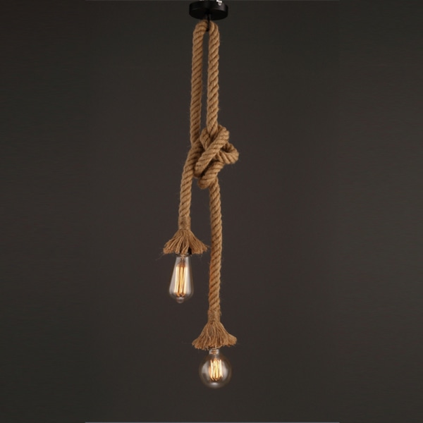 (100 cm) Teollinen riippuvalaisin, hamppuköysi, kaksipäällinen riippuva Li