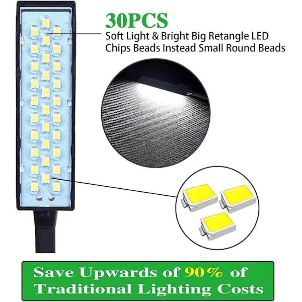 LED Sylampe 30 LED Lampe med Afbryder Magnetisk Montering Ba