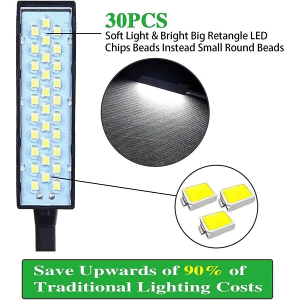 LED symaskinlampe 30 LED-lampe med bryter magnetisk feste Ba