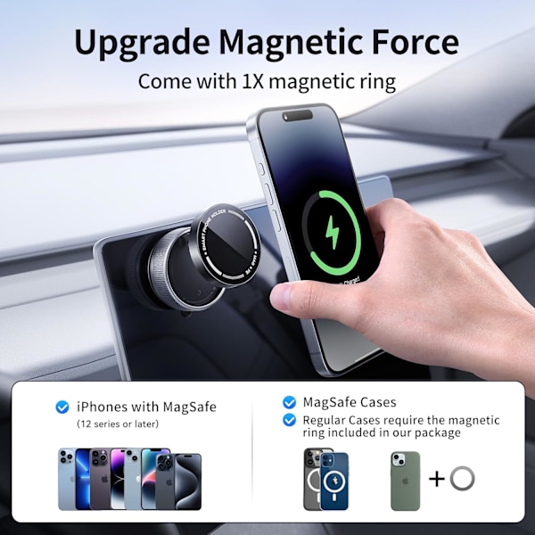 Magnetisk Telefonhållare, 360° Rotation Justerbart Vakuum Sugpropp Telefonfäste, Biltelefonhållare för Slät Yta/Spegel/Bil