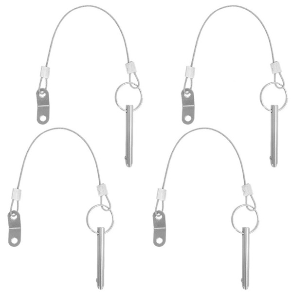 4-pack snabbfjädrar, toppstiftdiameter 6 mm, total längd 50 mm, med rostfria stålkordar