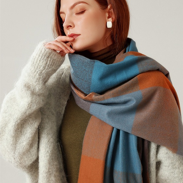 Kvinners Vinter Skjerf Rutete Oversized Firkant Teppe Skjerf, Chec
