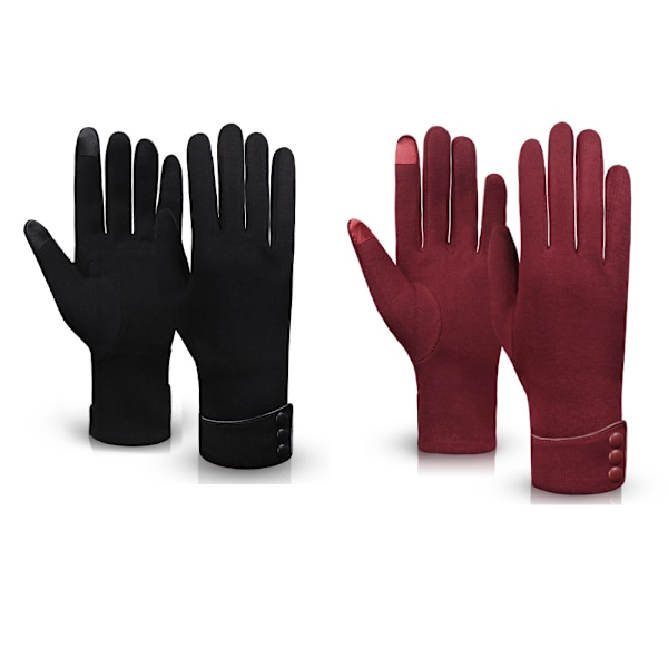 2 par Fashion Dam Utomhus Vinter Varma Handskar Touch Scree