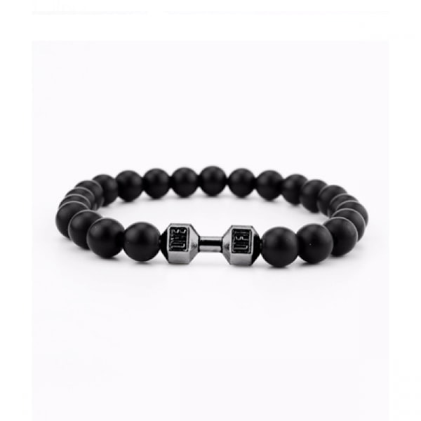 Volcanic Stone Frosted Alloy Dumbbell Bracelet, Dumbbell Beaded B