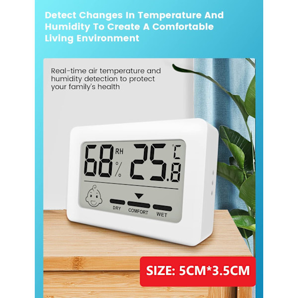 (VIT - 1 ST) Mini Digital Inomhus Termometer Hygrometer, Hig