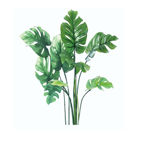 Tropical Monstera Leaves Wall Stickers, Green Plant Leaf Wal