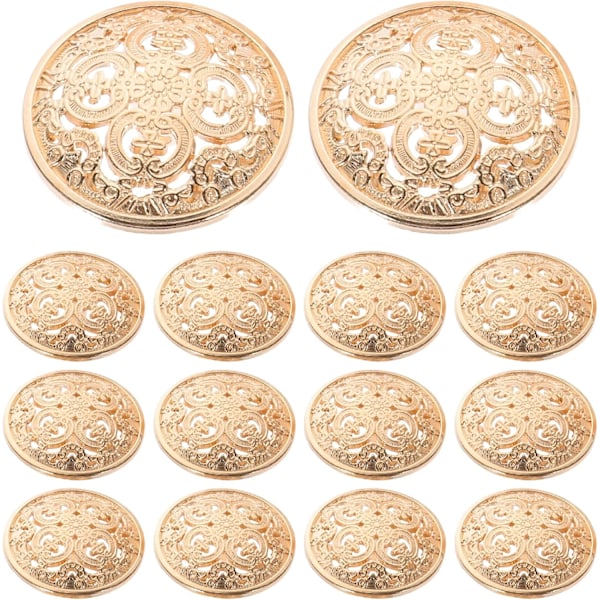 30 stk Runde Metall Hule Knapper Jakke Knapper Flat Knapper Bukser Knapper Sy Knapper (Lys Gull)