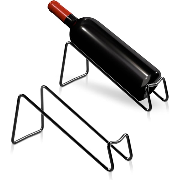 2 stk. Vinflaskeholder, Metal Lille Vinstativ, Bordplads Vinflaskeopbevaring Stativ til Skab, Pantry, Bar, Sort
