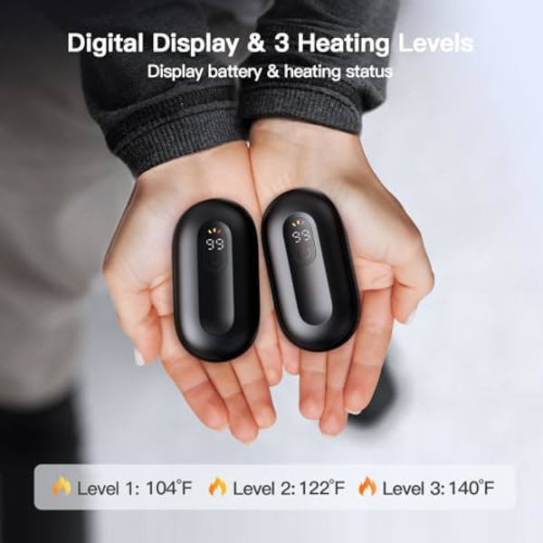 Håndvarmere Ladbare 2-pakning, Magnetisk Elektrisk Håndvarmer med Digitalt Display, Gjenbrukbare Håndvarmere Varmer Opp til 14
