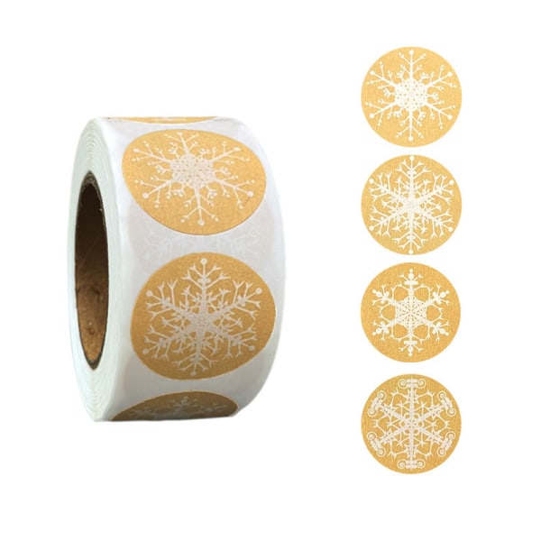 1000 kpl 2,5 cm pyöreitä lumihiutale-jouluntarraa - Kraft-paperia joululahjoihin