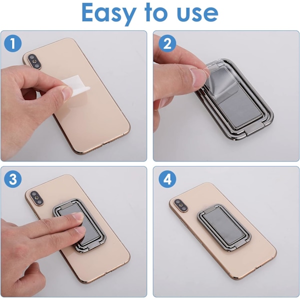 Mobiltelefon Ringhållare Finger Kickstand, 360° Rotation Fällbar Metall Ultra Tunn Bakre Grepphållare fo
