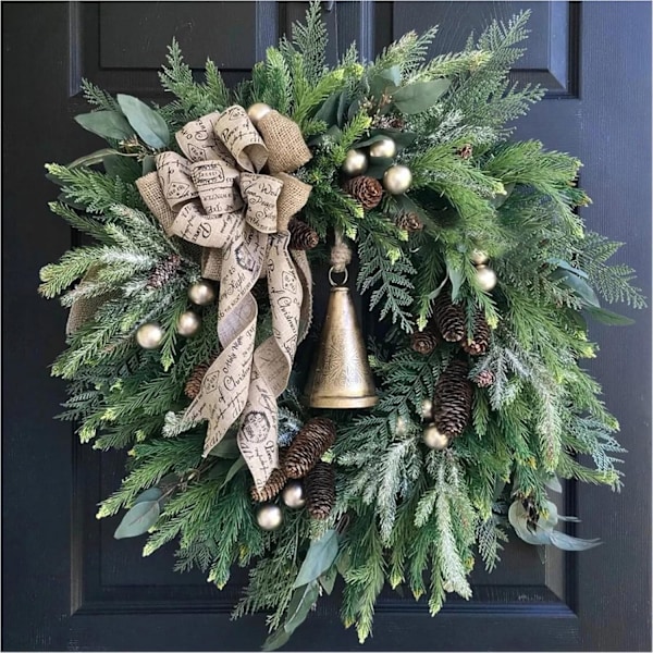 Julkrans, Dörrkrans för Jul, Julkrans för Dörr, Juldekoration, Julgirlang med Klockor