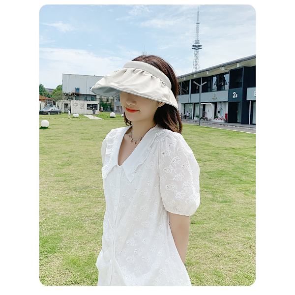 (Beige) Dame Visor, Anti UV Visor Cap, Foldbar Hat, Bred B