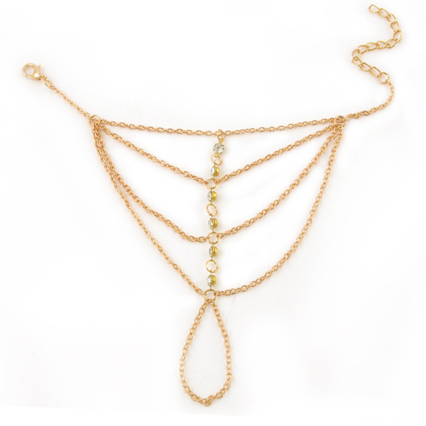 Armbånd Guld Rhinestone Kæde Slave Armbånd Vintage Multilayer Tassel Armbånd Tilpasset Smykker 2pcs