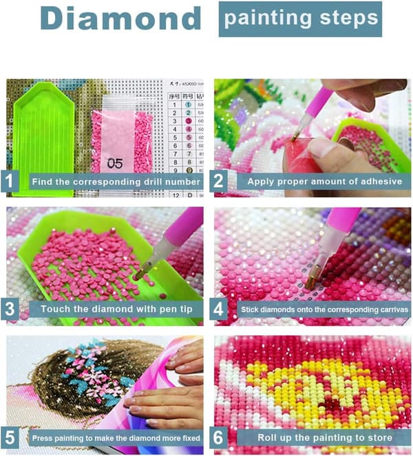 (40x30cm)DIY 5D#6 Diamantmålning Kit Complet, Lotus Diamantmålning Korsstygn Broderi Diamon