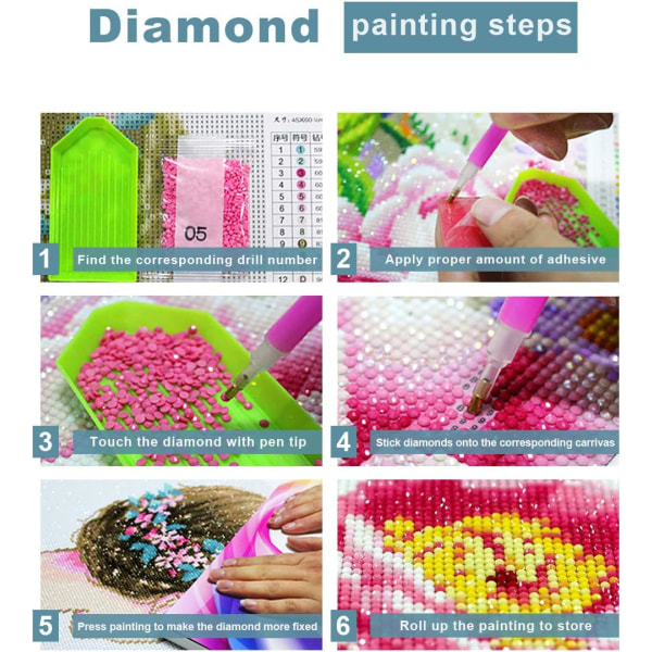 5D 30x40 cm Diamantmaleri DIY Kits Petit Oiseau, Blomstergress Diamantbroderi Kits