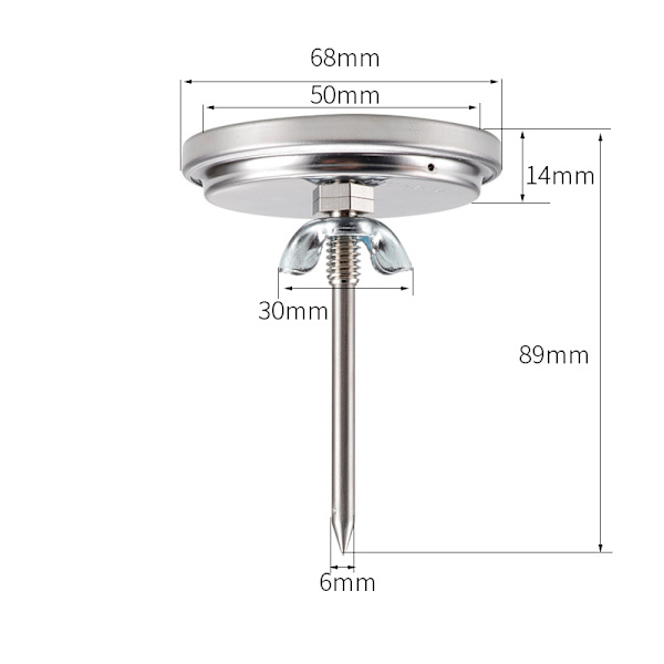 BBQ Termometer Ugn Temperatur Termometer Mätare Rostfritt