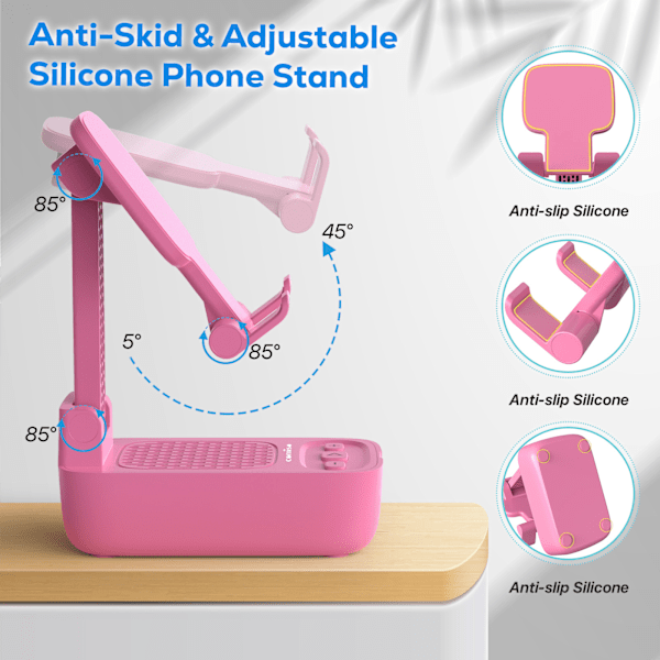 Rosa telefonhållare, Bluetooth-högtalare, surfplattehögtalare, hopfällbar mobiltelefonhållare, skrivbordstelefonhållare,
