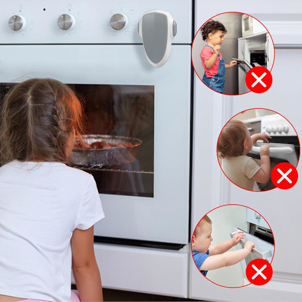 Uunin oven lukko - Lasten turvallinen uunin oven lukko, kestävä ja lämmönkestävä materiaali, ei vaadi työkaluja tai porausta (1 KPL)