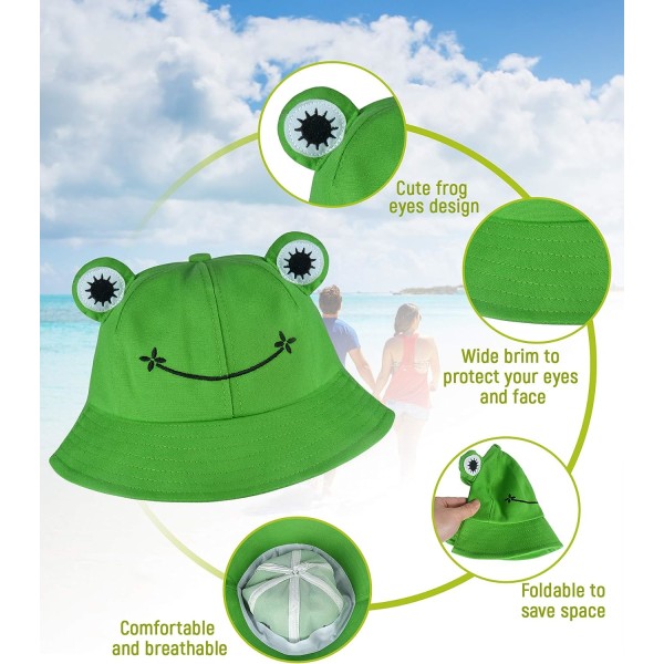 Søt froskebøttehatt sommer utendørs sammenleggbar fiskerhatt W