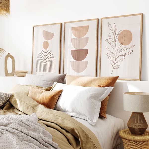 Set med 3 väggkonstposters för sovrum, hem eller kusindekor - Boho-stil väggkonst för vardagsrum (ram ingår ej)