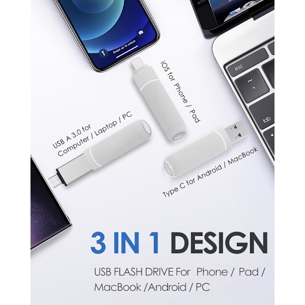 Paket 512GB USB-minne USB-minne för iPhone Extern hårddisk iPhone Lagringsenhet USB C-minne för Smartphones