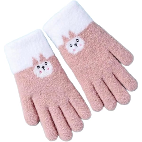 Søte Kawaii Vinterhansker Varme Hansker Kanin Katt Fôret Vindtette Hansker Studiehansker for Høst Vinter Kaldt Vær